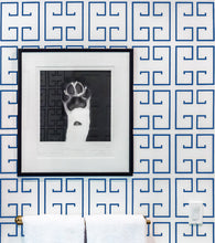 Load image into Gallery viewer, Indigo Greek Key Wallpaper