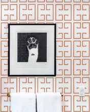 Load image into Gallery viewer, Orange Greek Key Wallpaper