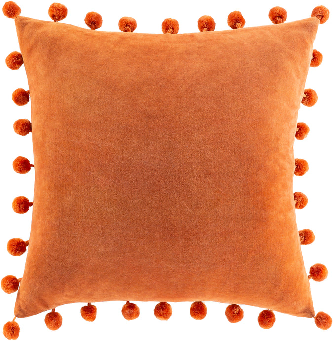 Orange Pom Pom Pillow
