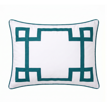 Load image into Gallery viewer, Turquoise Greek Key Standard Sham