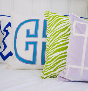 Turquoise Monogram Embroidered Pillowcase