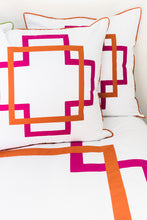 Load image into Gallery viewer, Hot Pink and Orange Takes Two Euro Sham