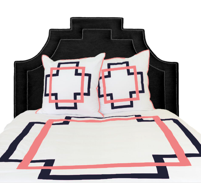 Navy and Coral Takes Two Duvet Cover