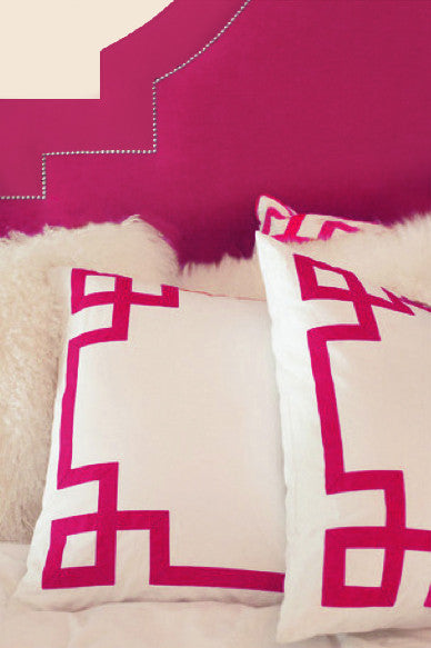 Pink greek key online pillow