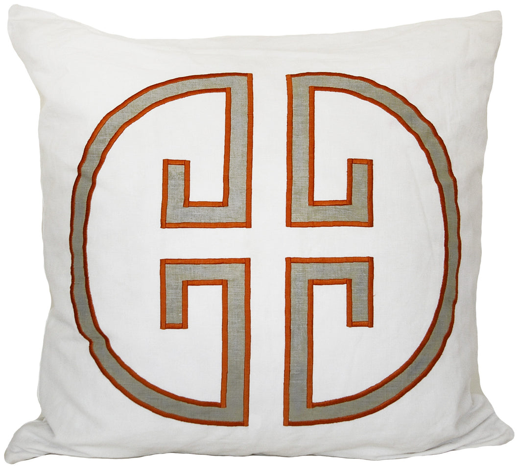Papaya Monogram Embroidered Pillowcase