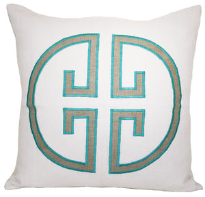 Sea Green Embroidered Monogram Pillowcase