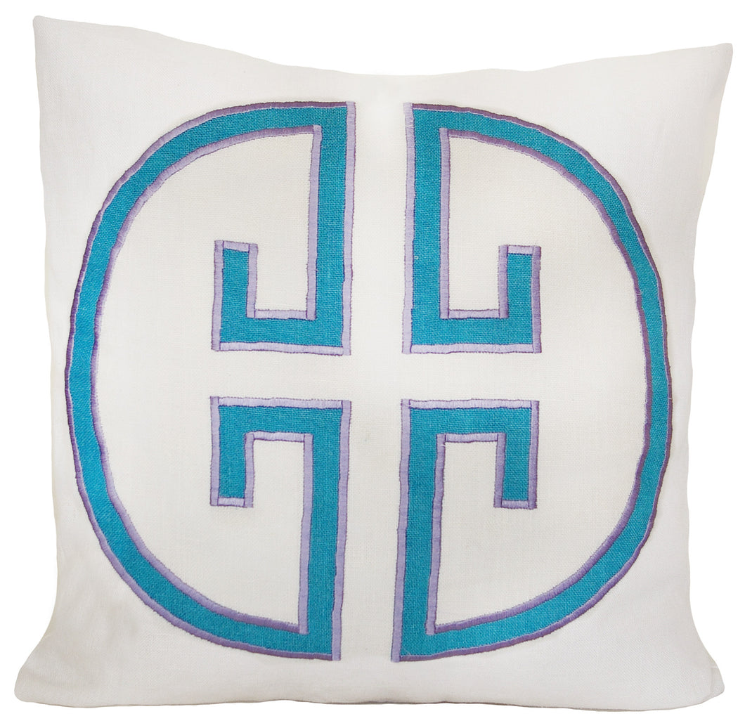 Turquoise Monogram Embroidered Pillowcase